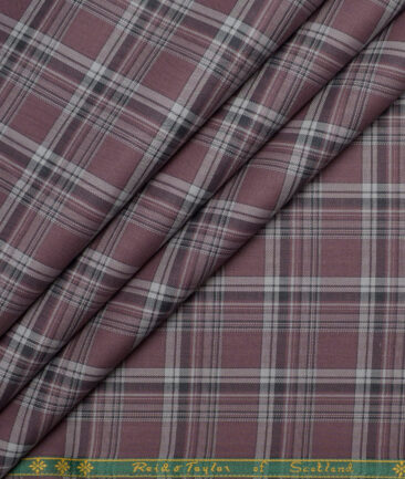 Reid & Taylor  Giza Cotton Checks Shirting Fabric (Opium Mauve)