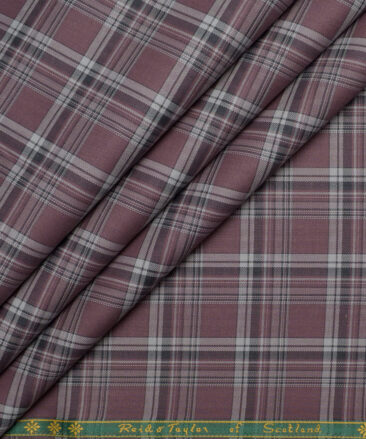 Reid & Taylor  Giza Cotton Checks Shirting Fabric (Opium Mauve)