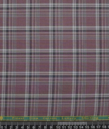 Reid & Taylor  Giza Cotton Checks Shirting Fabric (Opium Mauve)