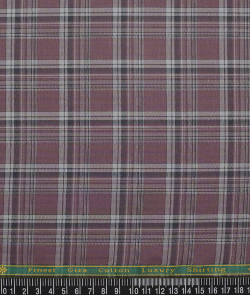 Reid & Taylor  Giza Cotton Checks Shirting Fabric (Opium Mauve)