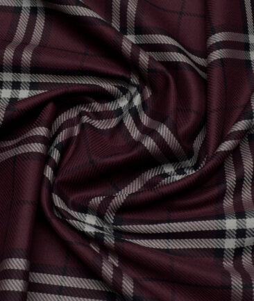 Reid & Taylor  Giza Cotton Checks Shirting Fabric (Dark Wine)