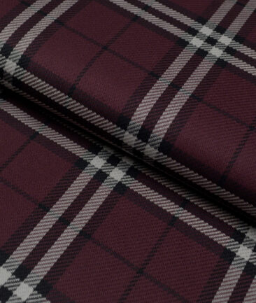 Reid & Taylor  Giza Cotton Checks Shirting Fabric (Dark Wine)