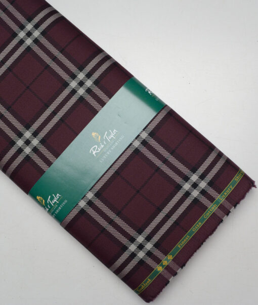 Reid & Taylor  Giza Cotton Checks Shirting Fabric (Dark Wine)