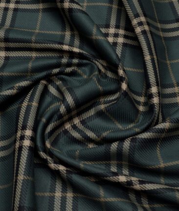 Reid & Taylor  Giza Cotton Checks Shirting Fabric (Pine Green)