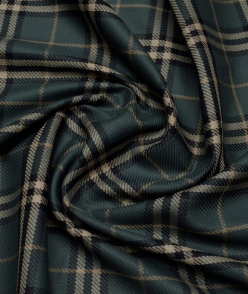 Reid & Taylor  Giza Cotton Checks Shirting Fabric (Pine Green)