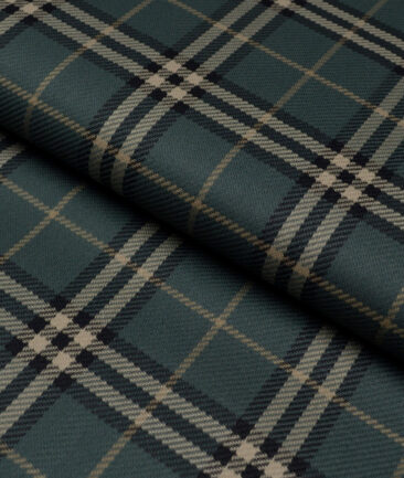 Reid & Taylor  Giza Cotton Checks Shirting Fabric (Pine Green)