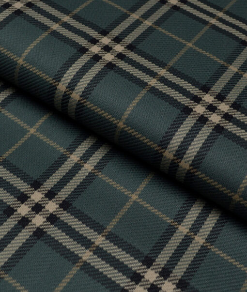 Reid & Taylor  Giza Cotton Checks Shirting Fabric (Pine Green)