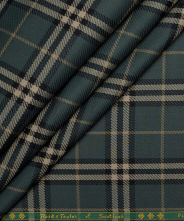 Reid & Taylor  Giza Cotton Checks Shirting Fabric (Pine Green)