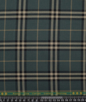 Reid & Taylor  Giza Cotton Checks Shirting Fabric (Pine Green)