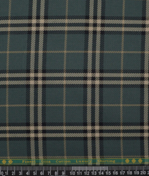 Reid & Taylor  Giza Cotton Checks Shirting Fabric (Pine Green)