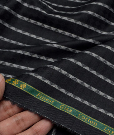 Reid & Taylor  Giza Cotton Striped Shirting Fabric (Black)