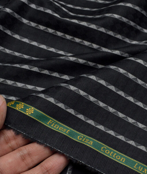 Reid & Taylor  Giza Cotton Striped Shirting Fabric (Black)