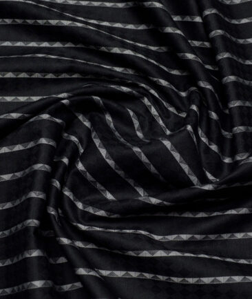 Reid & Taylor  Giza Cotton Striped Shirting Fabric (Black)