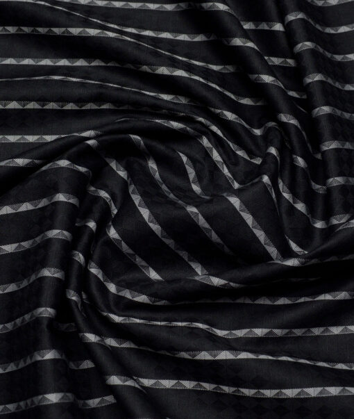 Reid & Taylor  Giza Cotton Striped Shirting Fabric (Black)