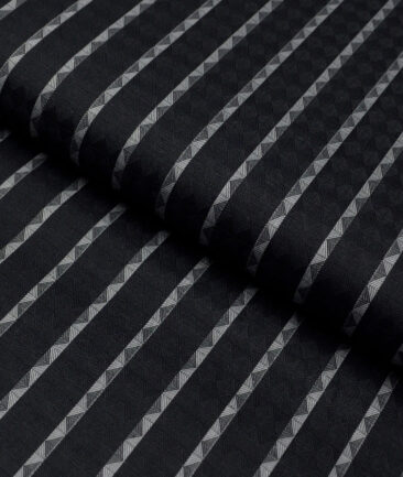 Reid & Taylor  Giza Cotton Striped Shirting Fabric (Black)