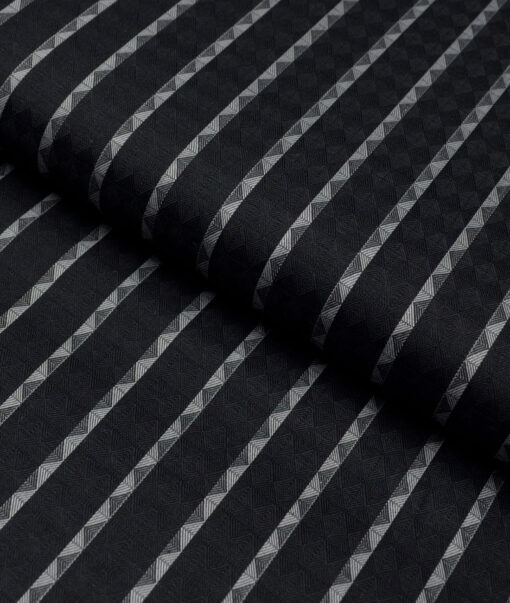 Reid & Taylor  Giza Cotton Striped Shirting Fabric (Black)