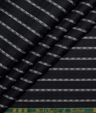 Reid & Taylor  Giza Cotton Striped Shirting Fabric (Black)