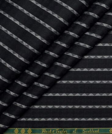 Reid & Taylor  Giza Cotton Striped Shirting Fabric (Black)
