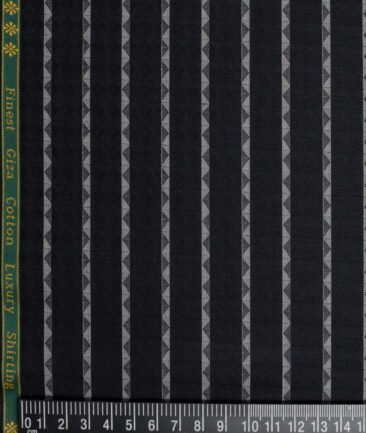 Reid & Taylor  Giza Cotton Striped Shirting Fabric (Black)