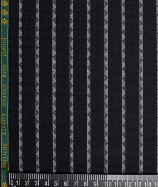 Reid & Taylor  Giza Cotton Striped Shirting Fabric (Black)
