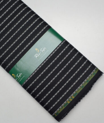 Reid & Taylor  Giza Cotton Striped Shirting Fabric (Black)