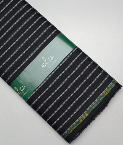 Reid & Taylor  Giza Cotton Striped Shirting Fabric (Black)