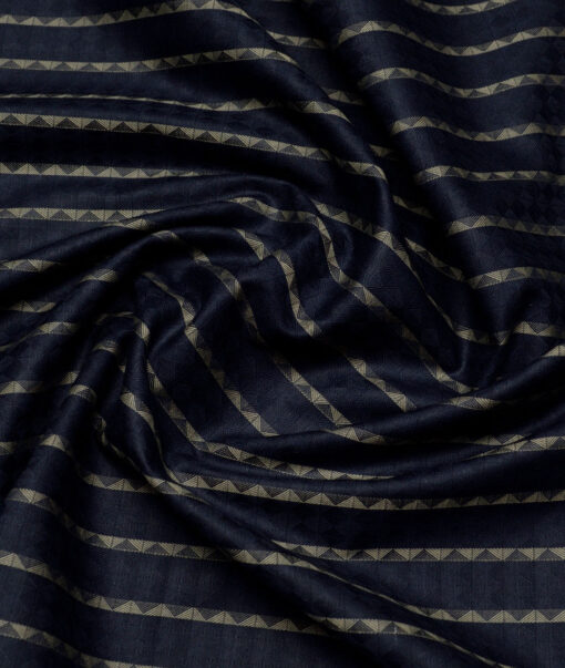 Reid & Taylor  Giza Cotton Striped Shirting Fabric (Dark Royal Blue)