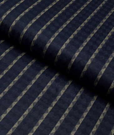Reid & Taylor  Giza Cotton Striped Shirting Fabric (Dark Royal Blue)