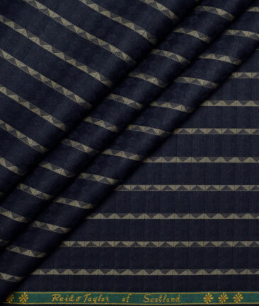 Reid & Taylor  Giza Cotton Striped Shirting Fabric (Dark Royal Blue)