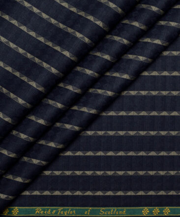 Reid & Taylor  Giza Cotton Striped Shirting Fabric (Dark Royal Blue)