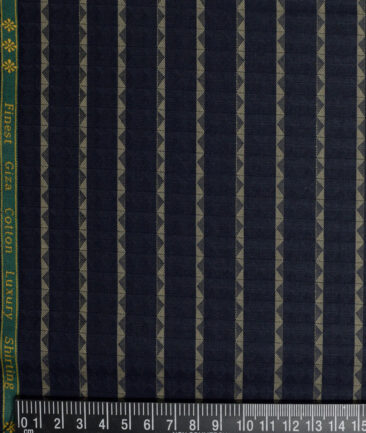 Reid & Taylor  Giza Cotton Striped Shirting Fabric (Dark Royal Blue)