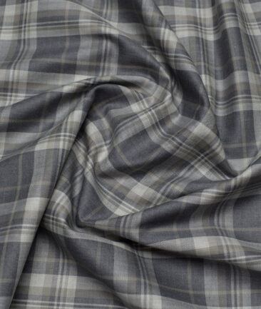 Reid & Taylor  Giza Cotton Checks Shirting Fabric (Grey)
