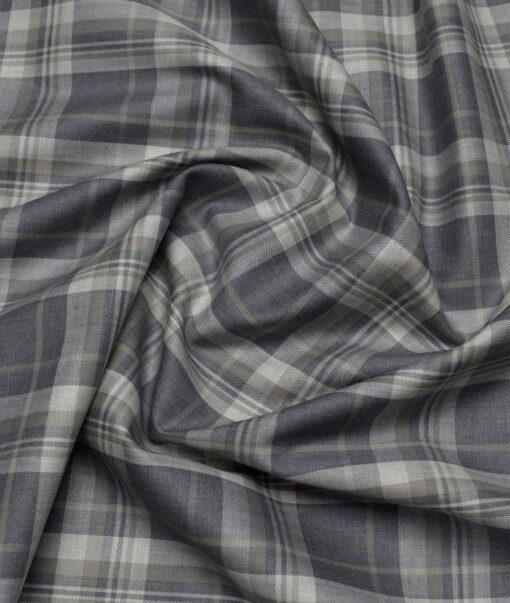 Reid & Taylor  Giza Cotton Checks Shirting Fabric (Grey)
