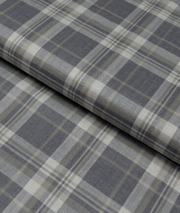 Reid & Taylor  Giza Cotton Checks Shirting Fabric (Grey)
