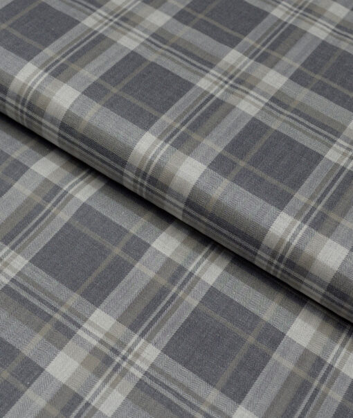 Reid & Taylor  Giza Cotton Checks Shirting Fabric (Grey)