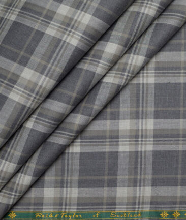 Reid & Taylor  Giza Cotton Checks Shirting Fabric (Grey)