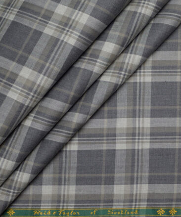 Reid & Taylor  Giza Cotton Checks Shirting Fabric (Grey)