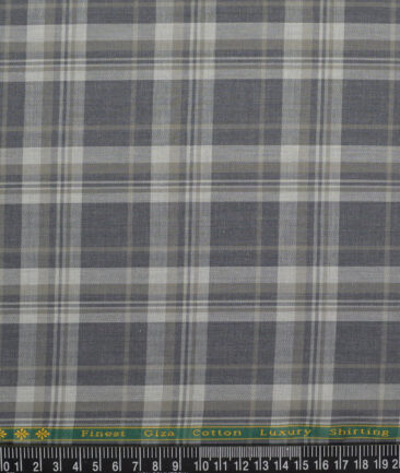 Reid & Taylor  Giza Cotton Checks Shirting Fabric (Grey)