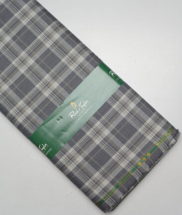 Reid & Taylor  Giza Cotton Checks Shirting Fabric (Grey)