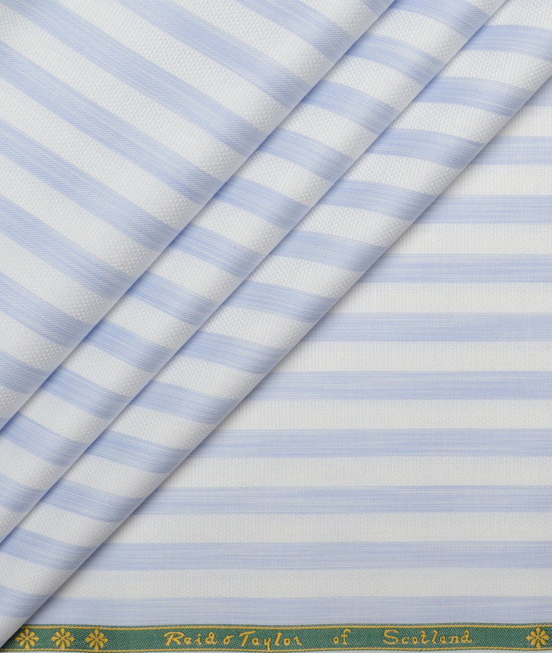 Reid & Taylor Giza Cotton Striped Shirting Fabric (White & Blue) Reid & Taylor Giza Cotton Striped Shirting Fabric (White & Blue)