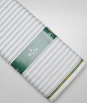 Reid & Taylor  Giza Cotton Striped Shirting Fabric (White & Grey)