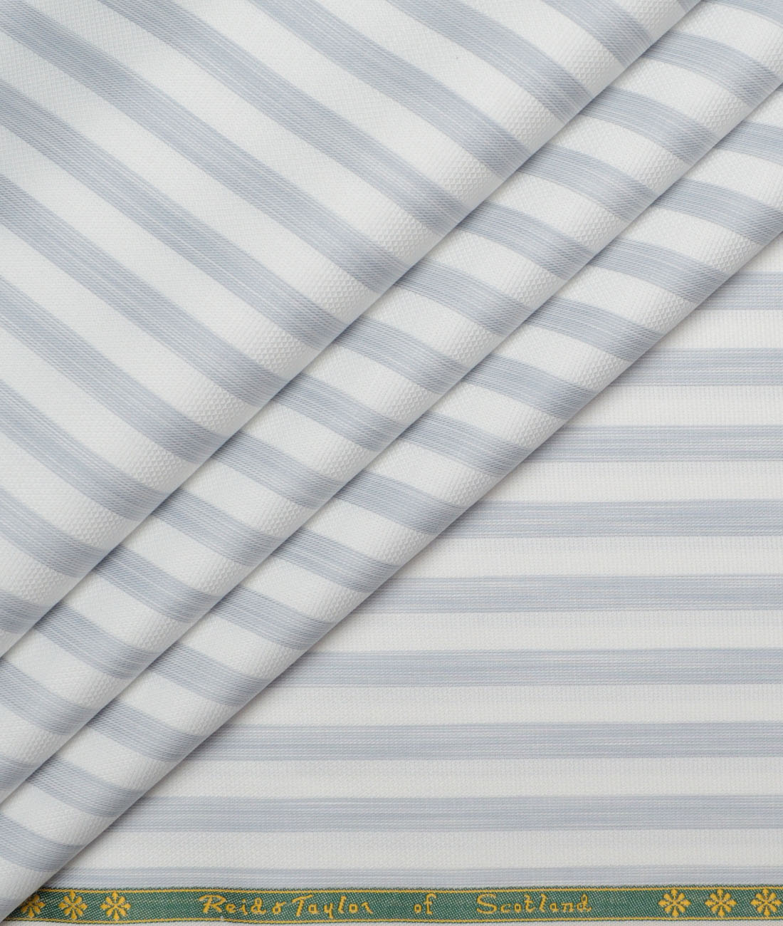 Reid & Taylor Giza Cotton Striped Shirting Fabric (White & Grey) Reid & Taylor Giza Cotton Striped Shirting Fabric (White & Grey)