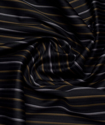 Reid & Taylor  Giza Cotton Striped Shirting Fabric (Black)