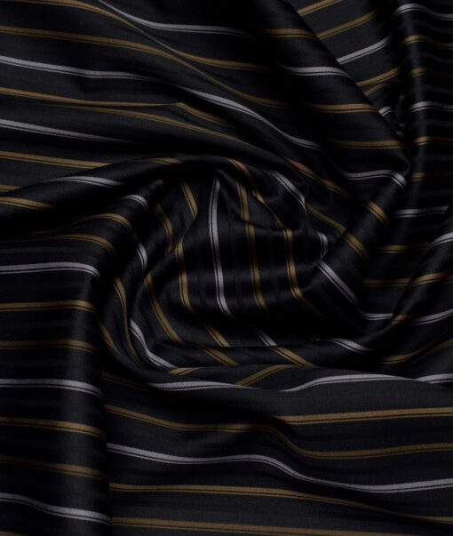 Reid & Taylor  Giza Cotton Striped Shirting Fabric (Black)