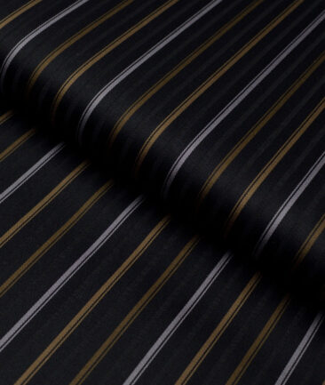 Reid & Taylor  Giza Cotton Striped Shirting Fabric (Black)