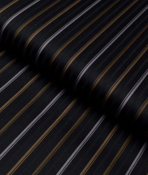 Reid & Taylor  Giza Cotton Striped Shirting Fabric (Black)
