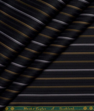 Reid & Taylor  Giza Cotton Striped Shirting Fabric (Black)