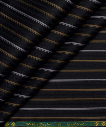 Reid & Taylor  Giza Cotton Striped Shirting Fabric (Black)