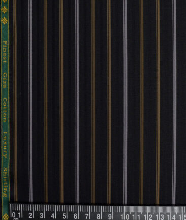 Reid & Taylor  Giza Cotton Striped Shirting Fabric (Black)