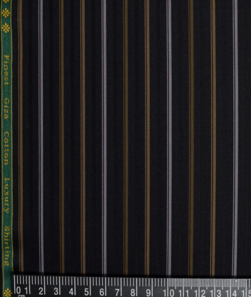 Reid & Taylor  Giza Cotton Striped Shirting Fabric (Black)